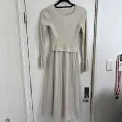 OPAQUE.CLIP リブニットシフォンワンピース 38/M