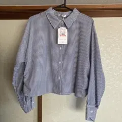 新品未使用 しまむら ドロストストライプシャツ