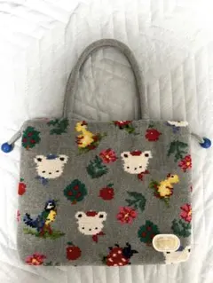 FEILER グレー ハンドバッグ　ファミリア　コラボ　巾着 familiar - 新品 FEILER X Familiar ポーチ ファミリア