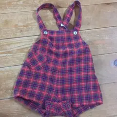 最終値下げ価格！レトロ　希少　ファミリア　赤と青のチェック サロペット