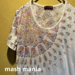 mash mania★マッシュマニア　曼荼羅　ペイズリー柄　白　丈長Tシャツのサムネイル