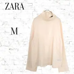 【ザラ】 ハイネックトップス 　長袖Tシャツ　カットソー　クリーム色　M