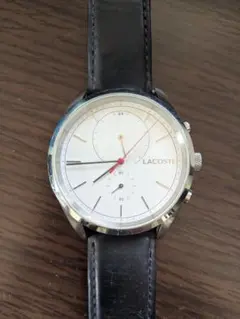 LACOSTE ホワイト文字盤 ブラックレザー 時計