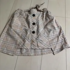 ベージュ チェック柄 スカート 140cm ガール　インナーパンツ　キッズ