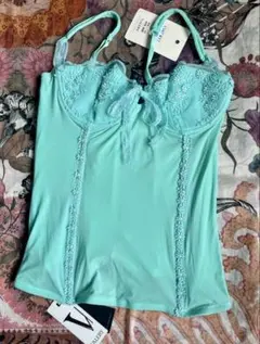 【新品インポート】鮮やかなミントブルーのエレガントビスチェ