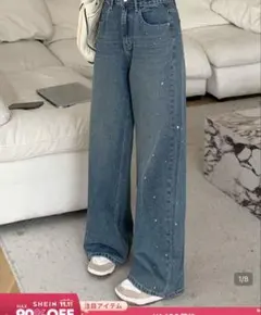 sheinデニムパンツ ワイドパンツ