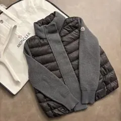 【美品】モンクレール ニット切替 ダウンジャケット ブラック×グレー M