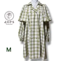 【美品】axes femme ダブルブレストケープワンピース　チェック　Ｍ