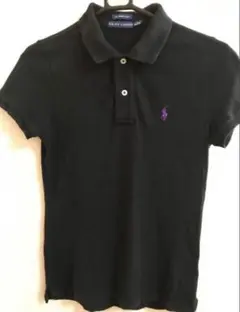 Polo Ralph Laurenブラック ポロシャツ 半袖紫ロゴ 海外 y2k