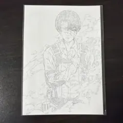 進撃の巨人のリヴァイのイラストが描かれたA5サイズのポストカードのサムネイル