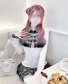 HONEYMEW ハニーミュウ スクールライクドッキングチェックワンピース