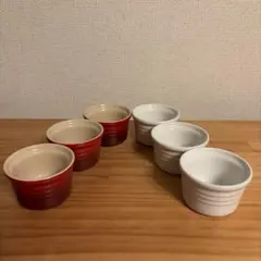 LE CREUSET ラムカン 6個セット　レッド&ホワイトのサムネイル