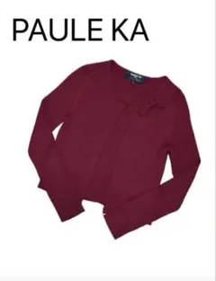 PAULE KA ポールカ カーディガン リボン レッド 赤 M ウールのサムネイル