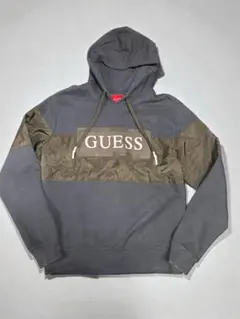 GUESS フード付きパーカー Sサイズ グレー/オリーブ
