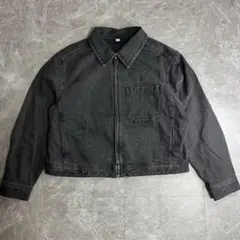 GU 短丈　デニムジャケット　ジップアップ　ワークジャケット　ブラック　XL