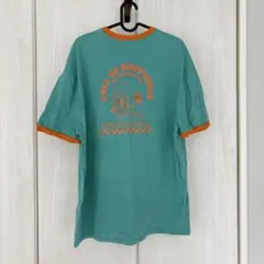 みきっぺ×しまむらコラボ　フードリンガーTシャツ　ターコイズ×オレンジ　Ｌサイズのサムネイル