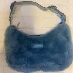 【人気完売品】エックスガール X-girl ファー ハンドバッグ ブルーY2K