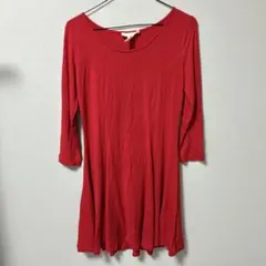 FOREVER 21 赤 七分袖 ひざ丈ワンピース M