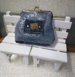 Z8.33❤️ がま口ポーチ デニムリメイク 小物入れ がま口メイクケース