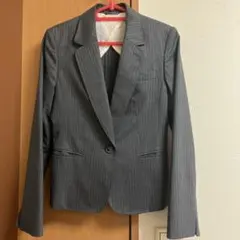 グレー ストライプ スカートスーツ上下