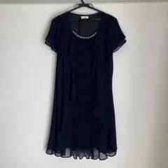 ネイビー ビジュー付き パーティードレス