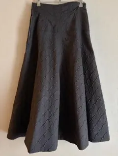 リランドチュール　ジャガード　フレア　スカート　グレー