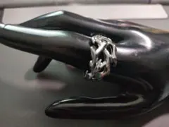 編み込みデザイン メッキオープンリング　19号