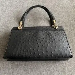 オーストリッチレザー 黒 ハンドバッグ