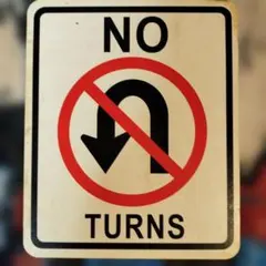 NO TURNS 標識 木製パネル 18×15cm程度 メタルサイン等