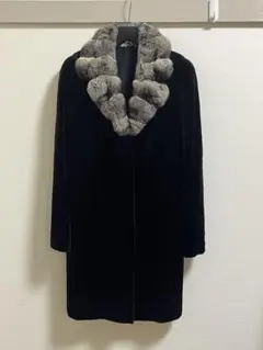 SAGA MINK ROYAL ミンクコート 毛皮コート ブラック×グレー 高級