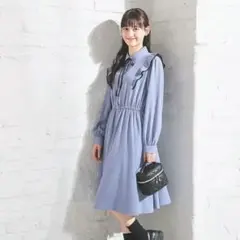 Honeys　ハニーズ　青　ブルー　リボン付きフリル　　ワンピース　S