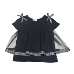 しまむらRiccaricca mini チュール切替トップス 130 黒 リボン