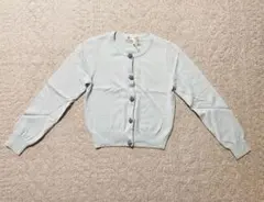 【良品】ライトグリーン ビジューボタン付きカーディガン