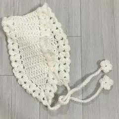 イヤーマフ　耳あて　ホワイト　白　ハンドメイド　ボンネット