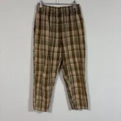 【coen】(M)コットンチェック柄テーパードパンツ/ウエストゴム/ナチュラル