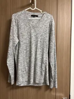 FULL GLOW グレー Vネック長袖カットソー XL