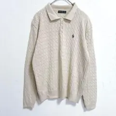 PAPA CLUB ポロニット 無地 刺繍 キレイめカジュアル 秋冬