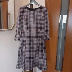 お買い得品　Laura Ashley チェック柄ワンピース 八分袖　UK8