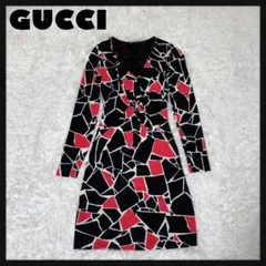 【美品】GUCCI グッチ ワンピース 総柄 パイピング 牛革 XSのサムネイル