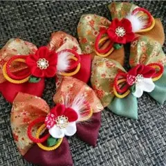 つまみ細工 髪飾り オーダー受付ページ 大きめリボン大人柄 クリップピン