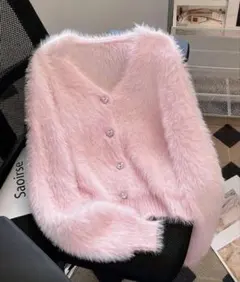 カーディガン セーター　ピンク