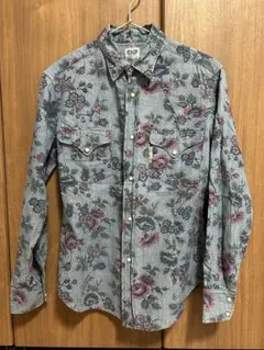 ブルーブルー　聖林公司　シャツ　ダンガリー　デニム　花柄　スリム