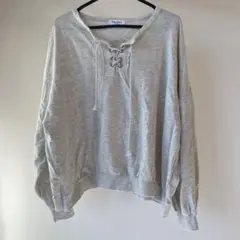 THE MIN'S グレー レースアップ トレーナー