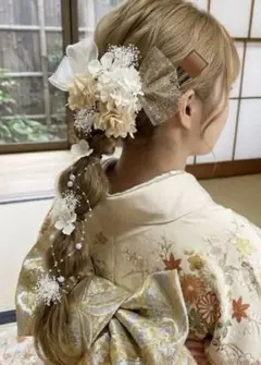 ドライフラワー髪飾り❤︎ 成人式 結婚式 振袖 ドレス 前撮り♡ベージュホワイト
