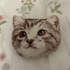 猫顔プリントポーチ 約10cm