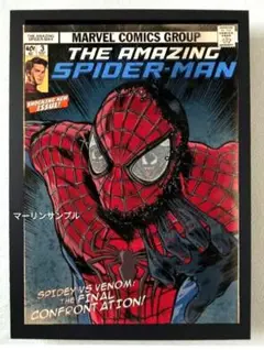 スパイダーマンSPIDERMAN　ポスターフレーム付き壁掛けアメリカンレトロ