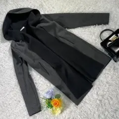 DRESKIP　裏ボアコート　『M』　ツートン　ダークグレー　ワールド　フード付