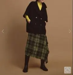 極美品！アルアバイル イエロー 系チェック アシンメトリーツイードスカート