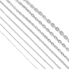 シルバー あずきチェーンネックレス サージカルステンレス ハンドメイドパーツ