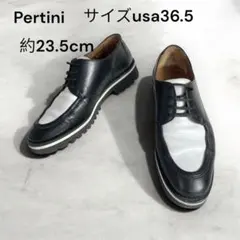 Pertiniレザーシューズ ブラック×ホワイト バイカラーのサムネイル